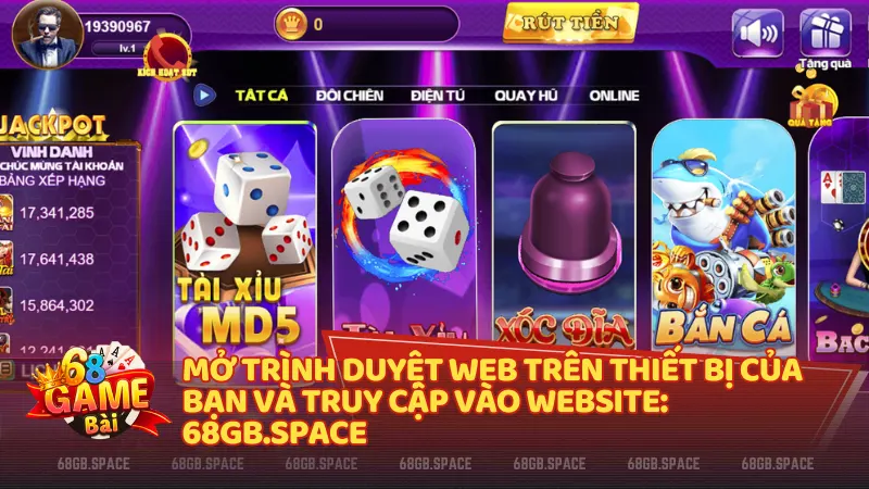 Các bước đăng nhập 68 Game Bài qua trang xgrow.in